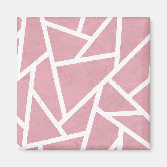 Aimant Motif en mosaïque corail et blanc (Devant)