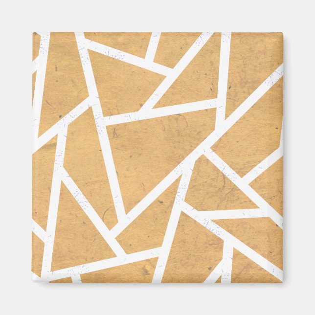 Aimant Motif en mosaïque jaune et blanc (Devant)