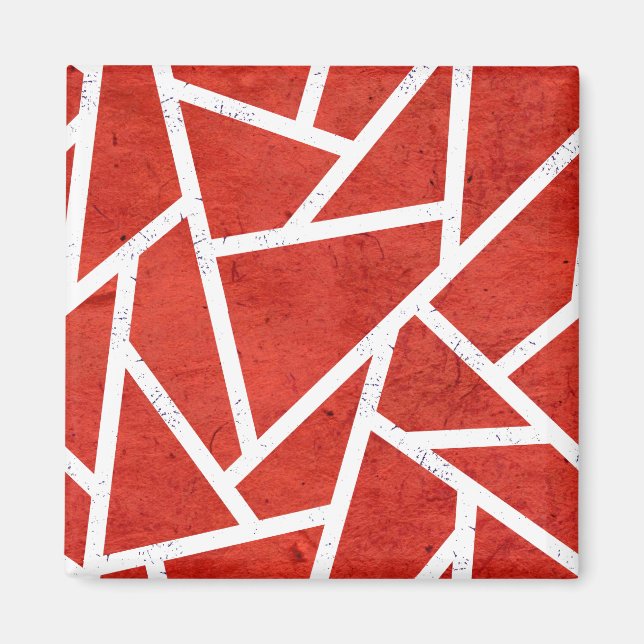 Aimant Motif en mosaïque rouge et blanche (Devant)