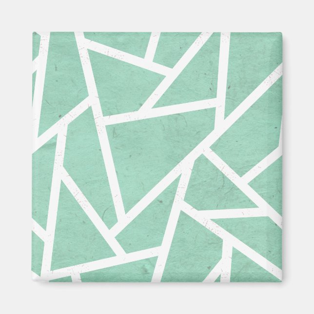 Aimant Motif en mosaïque verte et blanche (Devant)