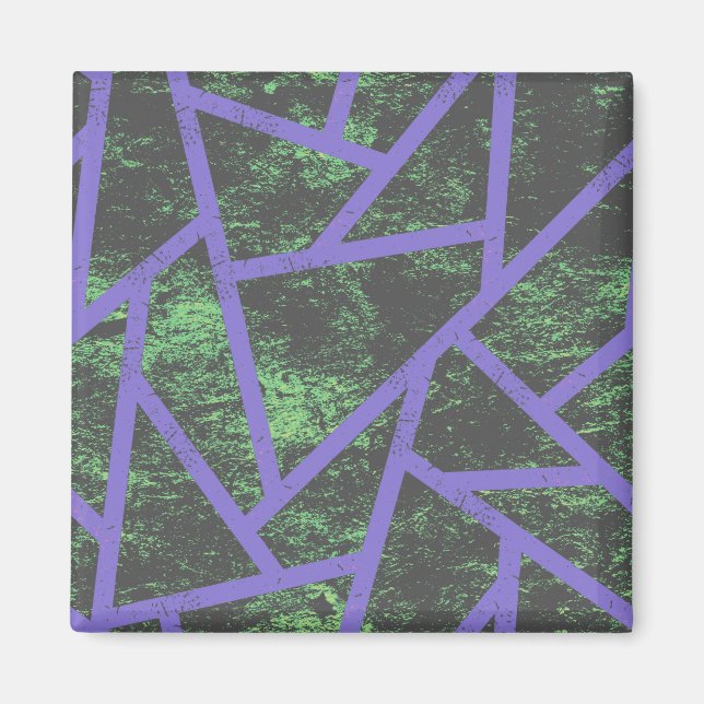 Aimant Motif en mosaïque violet et verte (Devant)