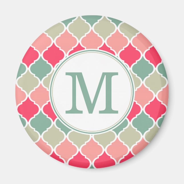 Aimant Motif en treillis marocain rose (Devant)