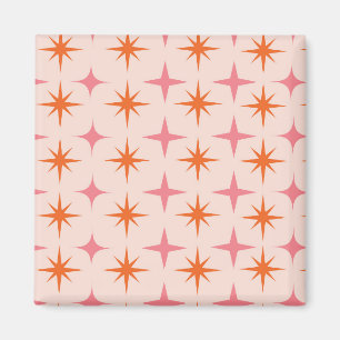 Aimant Motif étoilé Rétro Milieu de Siècle Rose Orange 