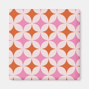 Aimant Motif étoiles rétro milieu du siècle orange rose