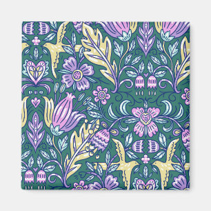 Aimant Motif Fleurs et Oiseaux de Style Antique