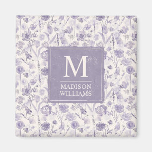 Aimant Motif floral aquarelle lavande violet fleurs