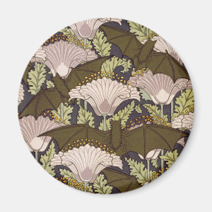 Aimant Motif floral Art nouveau vintage avec chauve-souri