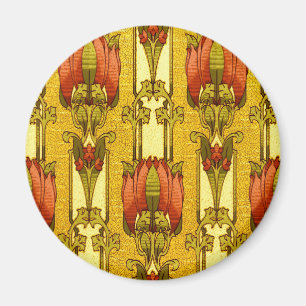 Aimant Motif floral Art Nouveau vintage tulipe rouge