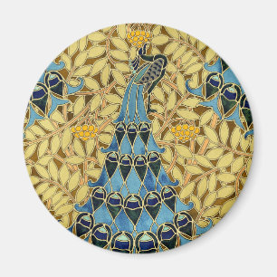 Aimant Motif floral au paon bleu Art nouveau vintage
