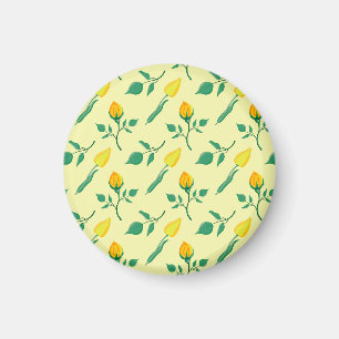 Aimant Motif floral avec rose jaune et fleurs de tulipe