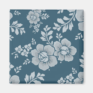 Aimant Motif floral bleu vintage élégant