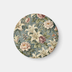 Aimant Motif floral de lys pivoine vintage