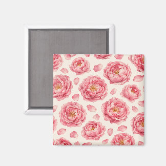 Aimant Motif floral de pivoine rose