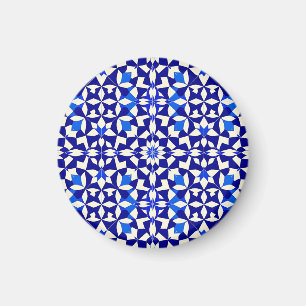 Aimant Motif floral géométrique bleu marine