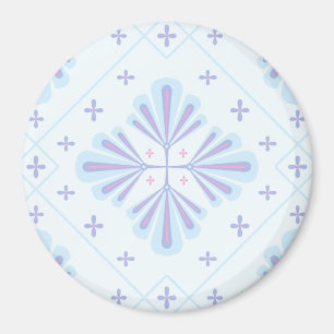 Aimant Motif floral géométrique bleu pastel