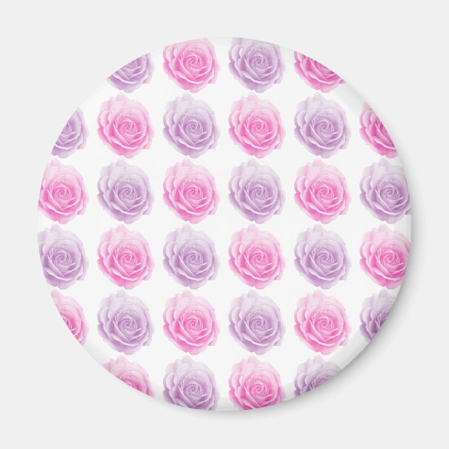 Aimant Motif floral rose rose et violet (Devant)