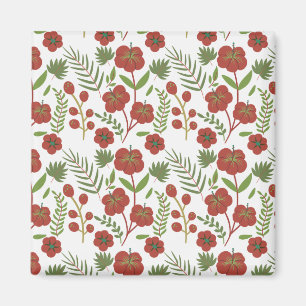 Aimant Motif floral rouge sans couture sur arrière - plan
