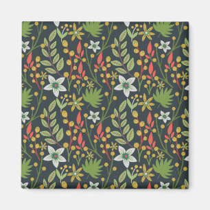 Aimant Motif floral sans couture coloré fleurs et feuille