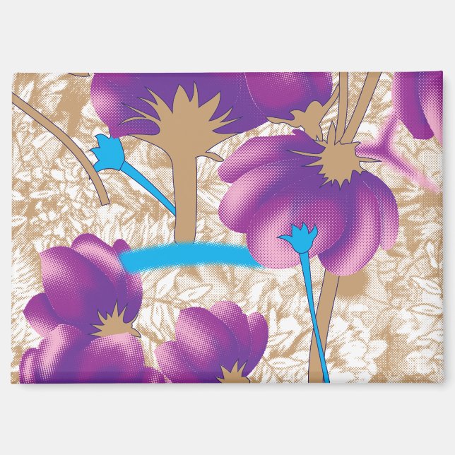 Aimant Motif floral vif avec violet et bleu f (Recto)