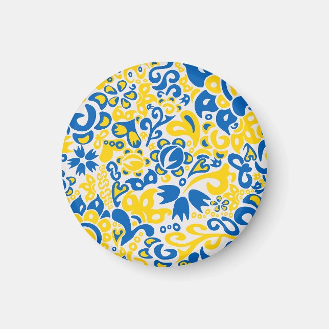 Aimant Motif folklorique aux couleurs du drapeau ukrainie (Devant)