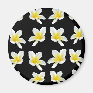 Aimant Motif Frangipani jaune et noir,