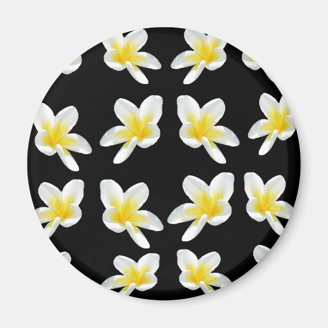 Aimant Motif Frangipani jaune et noir, (Devant)