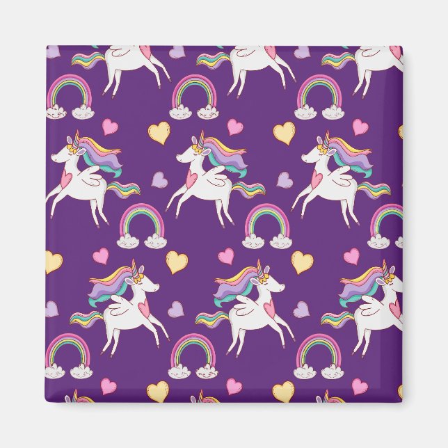 Aimant Motif Funny Unicorn Magique Cheval mignon (Devant)