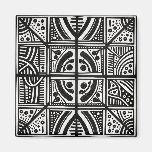 Aimant Motif géométrique abstrait noir et blanc
