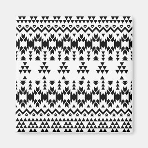 Aimant Motif géométrique Aztec noir et blanc