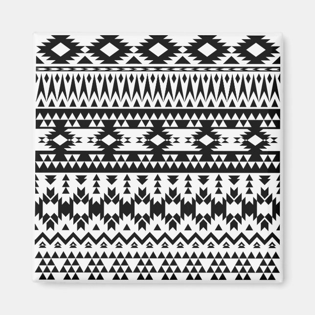 Aimant Motif géométrique Aztec noir et blanc (Devant)