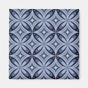 Aimant Motif géométrique bleu de style rétro