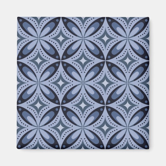 Aimant Motif géométrique bleu de style rétro (Devant)