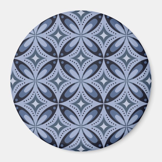 Aimant Motif géométrique bleu de style rétro (Devant)