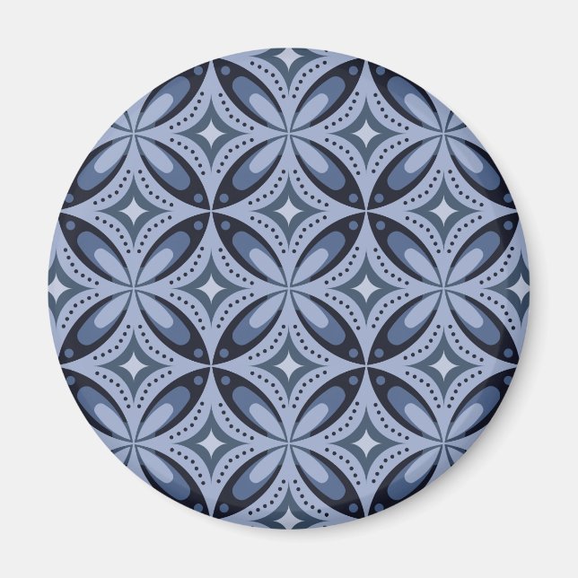 Aimant Motif géométrique bleu de style rétro (Devant)