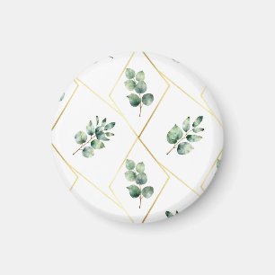 Aimant Motif géométrique doré d'eucalyptus