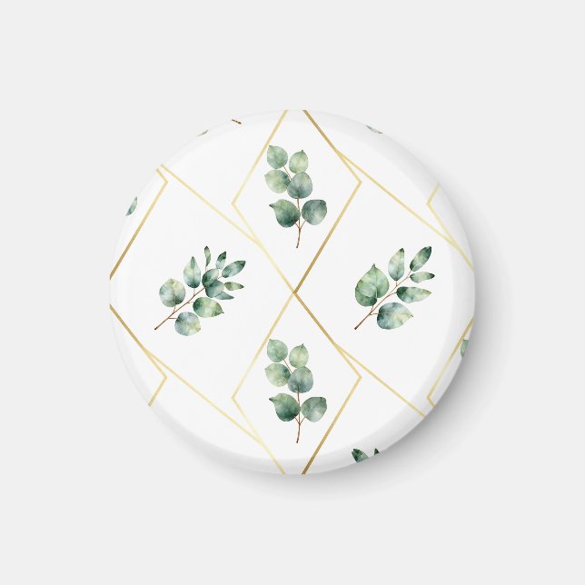 Aimant Motif géométrique doré d'eucalyptus (Devant)