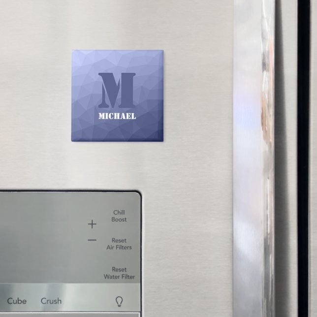 Aimant Motif géométrique en maille bleu gris Monogramme (In situ (réfrigérateur))