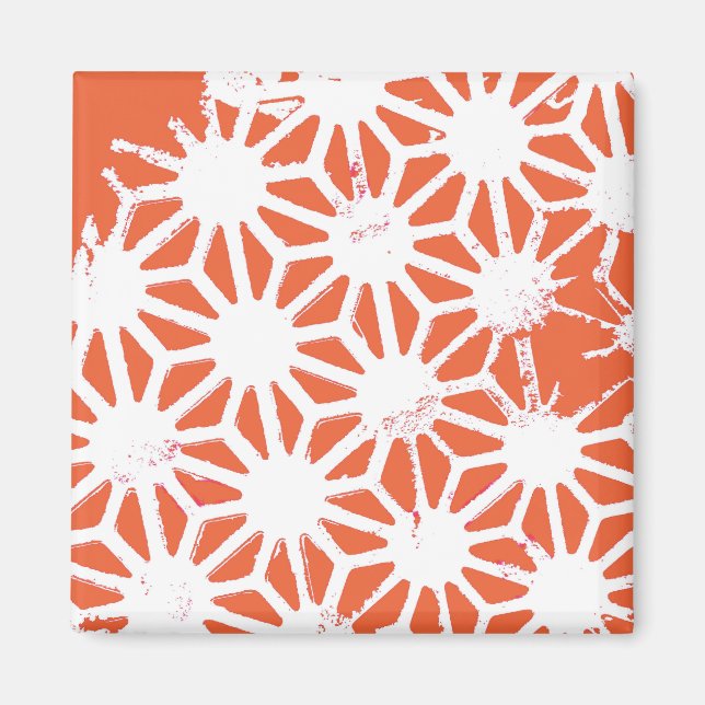 Aimant Motif géométrique orange et blanc (Devant)