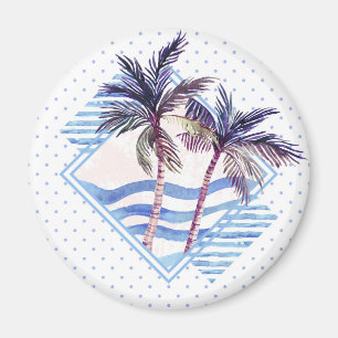 Aimant Motif géométrique pourpre de palmier d'aquarelle