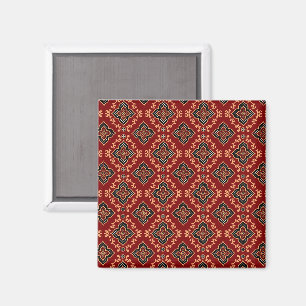 Aimant Motif géométrique rouge / Impression indienne
