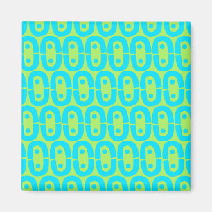 Aimant Motif géométrique turquoise et vert lime
