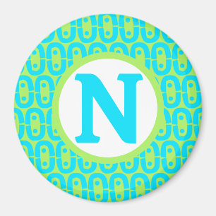 Aimant Motif géométrique turquoise et vert lime