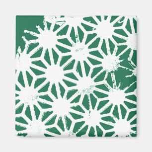 Aimant Motif géométrique vert et blanc