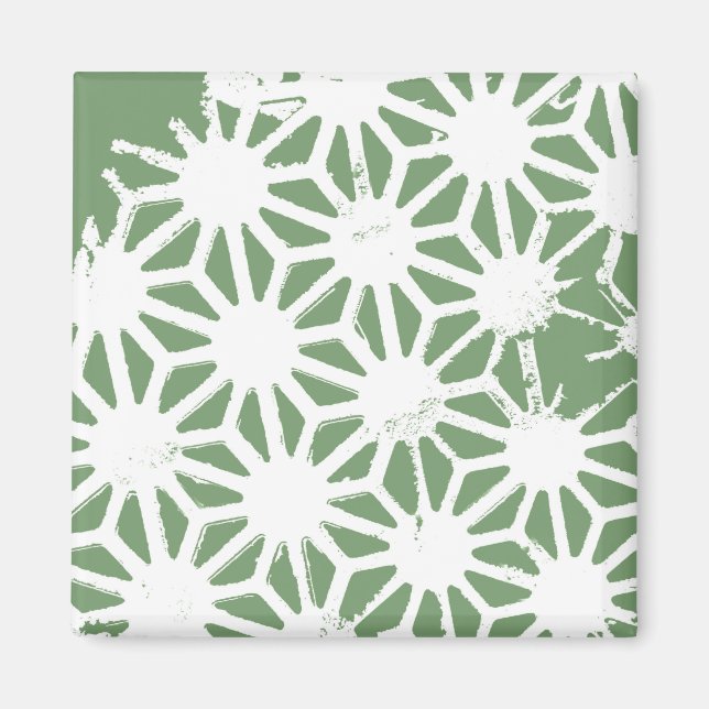 Aimant Motif géométrique vert et blanc olive (Devant)