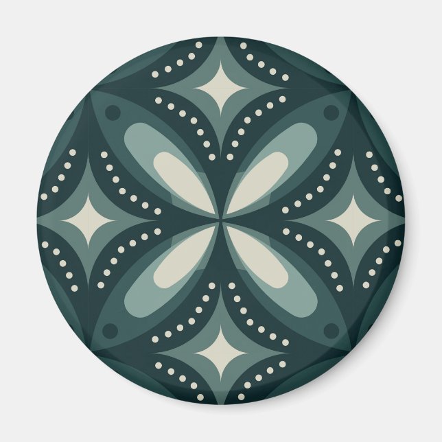 Aimant Motif géométrique vert rétro (Devant)