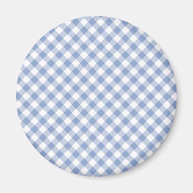 Aimant Motif Gingham Bleu Clair Imprimé Carreaux Classiqu (Devant)
