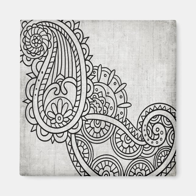 Aimant Motif Gris Mehndi (Devant)