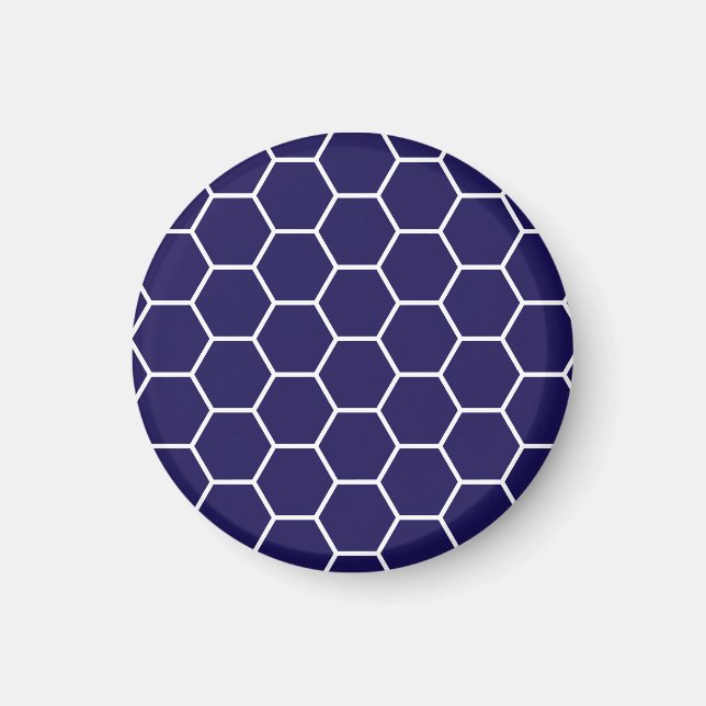 Aimant Motif Hexagon bleu marine géométrique (Devant)