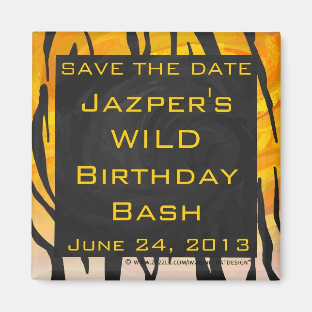 Aimant Motif imprimé tigre noir et orange Monogram (Devant)