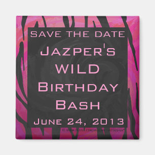 Aimant Motif imprimé tigre rose chaud et noir Monogram